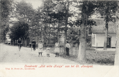 13439 Gezicht in het Sint Annapad met bebouwing en enkele personen te Nieuw-Loosdrecht (gemeente Loosdrecht); met ...